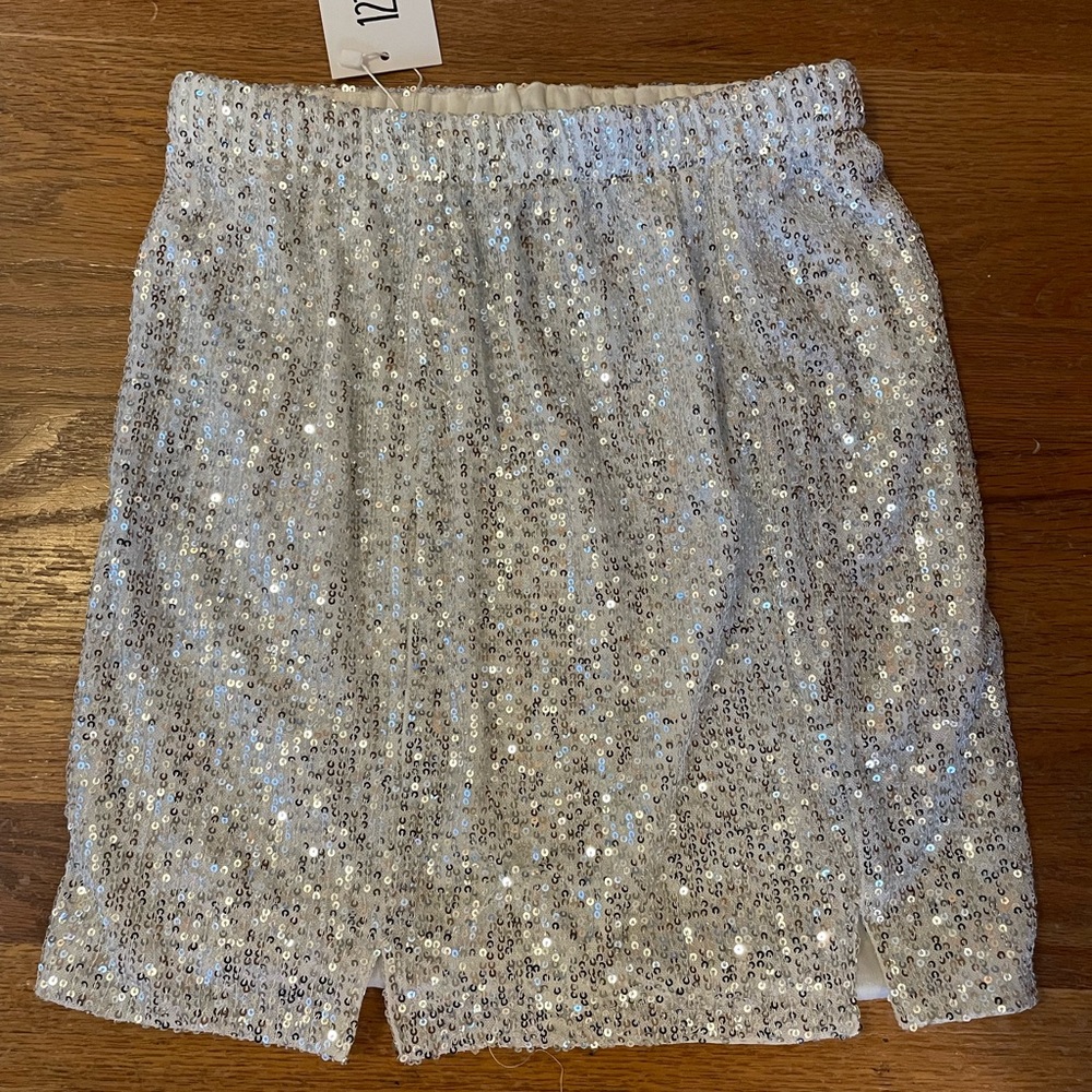 12th Tribe -EDGE OF MIDNIGHT SILVER SEQUIN SKIRT in medium